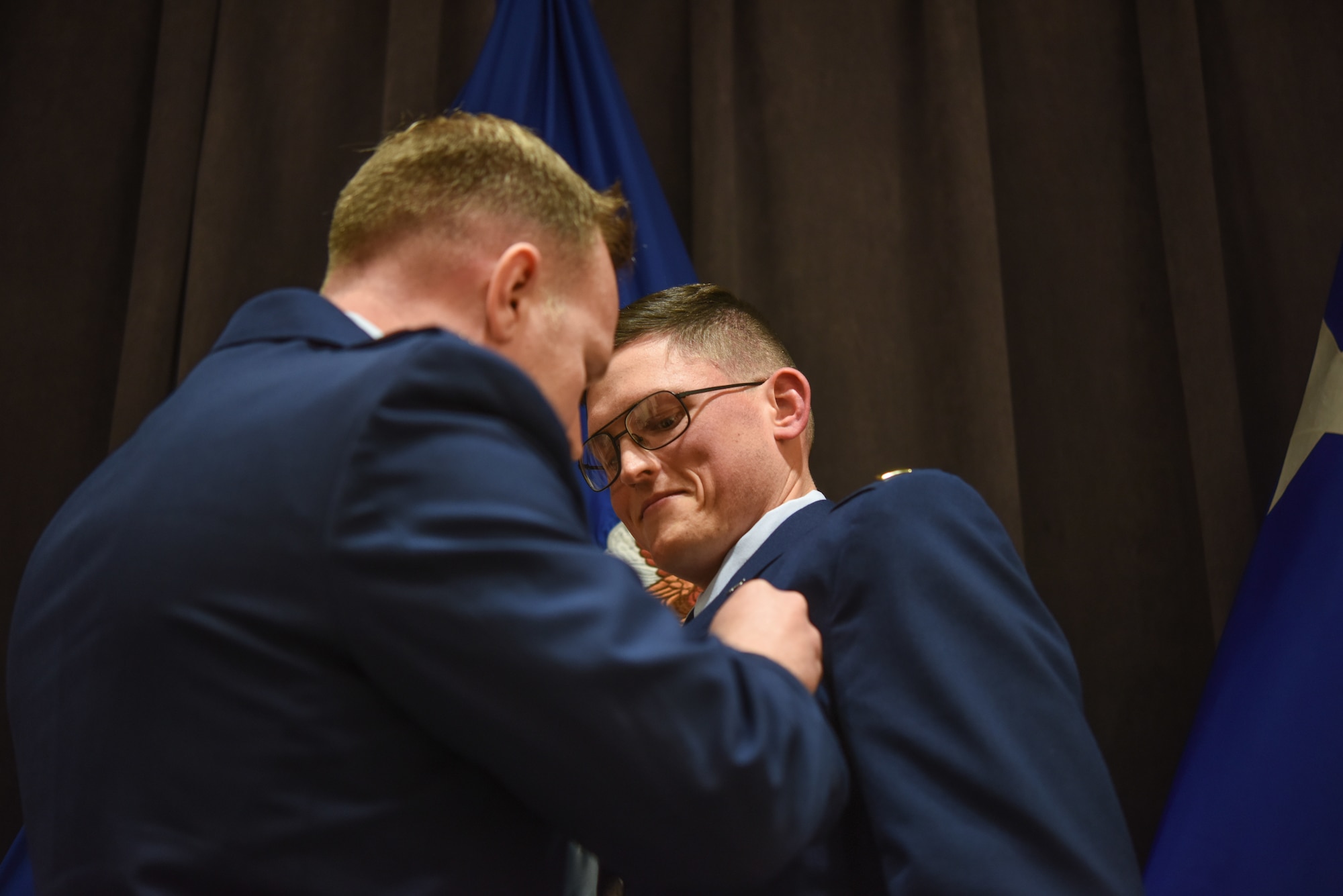 Second Lt. Micah Daniel receives his pilot’s wings during a dual commissioning and “winging” ceremony Dec. 19, 2019, at Maxwell Air Force Base, Alabama. Daniel earned his wings at Pilot Training Next version 2 before Officer Training School and commissioning – basically working backwards to become a pilot. (U.S. Air Force photo by Staff Sgt. Quay Drawdy)