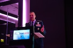 Lt. Gen. Joseph T. Guastella Jr., commander of U.S. Air Forces Central Command, speaks at the 2019 Dubai International Air Chiefs Conference in Dubai, United Arab Emirates, Nov. 16, 2019.