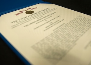 Photo of an Air Force decoration citation.
