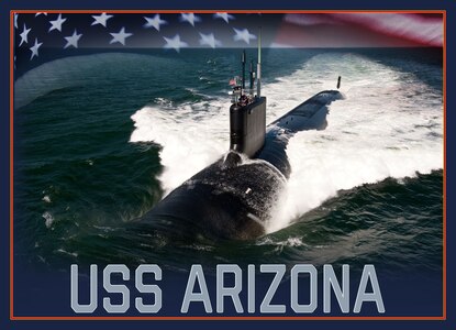 A photo illustration of the future Virginia-class attack submarine USS Arizona (SSN 803).