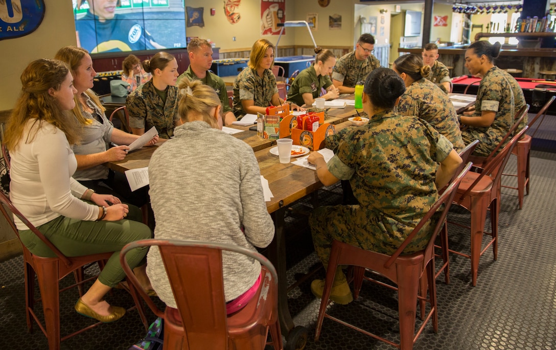 Single Marine Program representatives conduct a SMP council meeting at the Roadhouse, Marine Corps Air Station Cherry Point, North Carolina, Oct. 24.