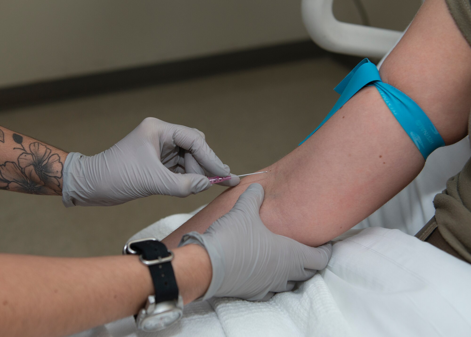 U.S. Air Force Senior Airman Kora Ruiz, a 673d Inpatient Operations Squadron aerospace medical service technician, demonstrates the care multi-service unit Airmen provide to a simulated patient at Joint Base Elmendorf-Richardson, Alaska, Dec. 6, 2019. JBER’s MSU is the largest in the Pacific Air Forces and serves military members and their families, Department of Defense, and Veteran Affairs patients by providing inpatient care for 22 beds.