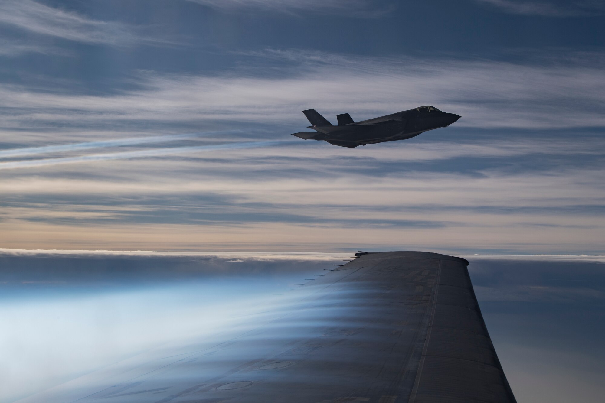 An Air Force F-35A Lightning II assigned to the 34th Expeditionary Fighter Squadron from Al Dhafra Air Base, United Arab Emirates, flies in support of Operation Inherent Resolve above the Arabian Gulf Dec. 17, 2019.
