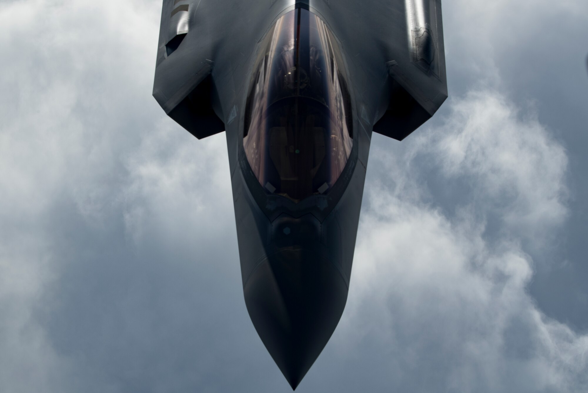An Air Force F-35A Lightning II assigned to the 34th Expeditionary Fighter Squadron from Al Dhafra Air Base, United Arab Emirates, flies in support of Operation Inherent Resolve above the Arabian Gulf Dec. 17, 2019.