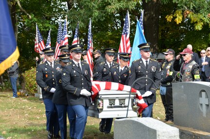 Members of the New York Military Forces honor guard provide military honors for the funeral service of Medal of Honor recipient Sgt. Francis S. Currey at the Mt. Pleasant Cemetery in South Bethlehem, N.Y., Oct. 12, 2019. Currey, 94, from Selkirk, N.Y., died Oct. 8. He received the Medal of Honor for valor displayed as an infantryman during the Battle of the Bulge in World War II.