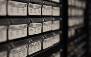 Small fixtures fill the shelves at the innovation lab at Joint Base Langley-Eustis, Virginia, Dec. 17, 2019. The lab is filled with tools and fixtures for Airmen to use to creatively solve problems and improve processes. (U.S. Air Force photo by Airman 1st Class Sarah Dowe)