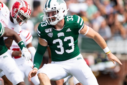 Army 2nd Lt. Devin King, with the Ohio Army National Guard’s Battery C, 1st Battalion, 134th Field Artillery Regiment, also serves as the long snapper on the Ohio University football team, making the team in 2018 as a walk-on and earning the starting position this season. King graduated with a bachelor’s degree in health service administration in December 2018, and is on target to earn his master's in coaching education.