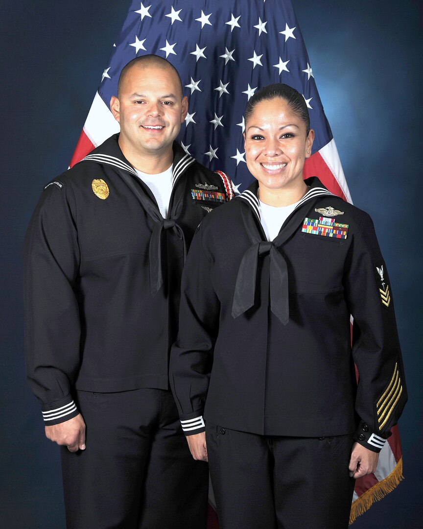 U.S. Navy Military Ambassadors: Petty Officer 1st Class Alfredo Esquivel III and Petty Officer 1st Class Wendy M. Cajas.