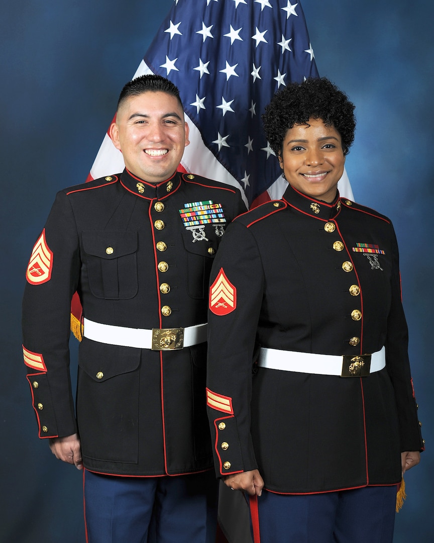 U.S. Marines Military Ambassadors: Staff Sgt. Hector Jaramillo and Sgt. Lorianny Del Rosario.