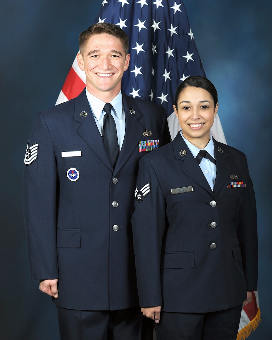 U.S. Air Force Military Ambassadors: Tech. Sgt. Benjamin Johnson and Senior Airman Miranda Leigh Lopez.