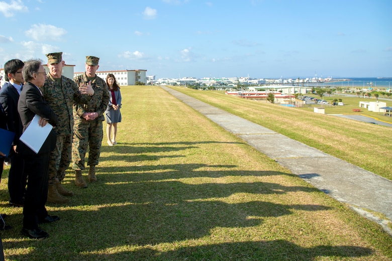 U.S. Marine Corps and Army officials in Okinawa hosted Prefectural Governor Denny Tamaki for his first official visits to U.S. military installations since being elected governor.