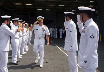 Rear Adm. Joey Tynch visits JS Kaga.