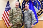 U.S. Air Force Gen. John Hyten, commander of U.S. Strategic Command (USSTRATCOM), meets U.S. Air Force Gen. Terrence O’Shaughnessy, commander of North American Aerospace Defense Command (NORAD) and U.S. Northern Command (USNORTHCOM), at USSTRATCOM headquarters, Offutt Air Force Base, Neb., Jan. 30, 2019. During his visit, O’Shaughnessy toured the command’s global operations center, battle deck and new command and control facility. He also participated in discussions with Hyten and other senior leaders on the continuing collaboration between USSTRATCOM, NORAD and USNORTHCOM. USSTRATCOM has global responsibilities assigned through the Unified Command Plan that include strategic deterrence, nuclear operations, space operations, joint electromagnetic spectrum operations, global strike, missile defense, and analysis and targeting.