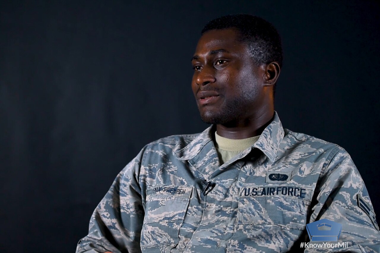 Airman being interviewed.