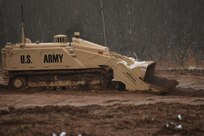 Members of the 469th Engineer Platoon out of Bentonville Arkansas run the M160 Robotic Mine Flail at Fort Leonard Wood, Missouri on January 15th, 2019 (U.S. Army photo by Maj. Dan Marchik/416th Theater Engineer Command).