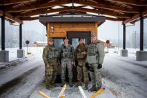 U.S. Air Force Col. Benjamin Bishop, the 354th Fighter Wing commander, participates in a scenario on the MILO Range system with a 354th Security Forces Squadron Airman Jan. 29, 2018, at Eielson Air Force Base, Alaska. Bishop experienced first-hand how the simulator helps prepare Airmen for scenarios they can possibly run into. (U.S. Air Force photo by Senior Airman Isaac Johnson)