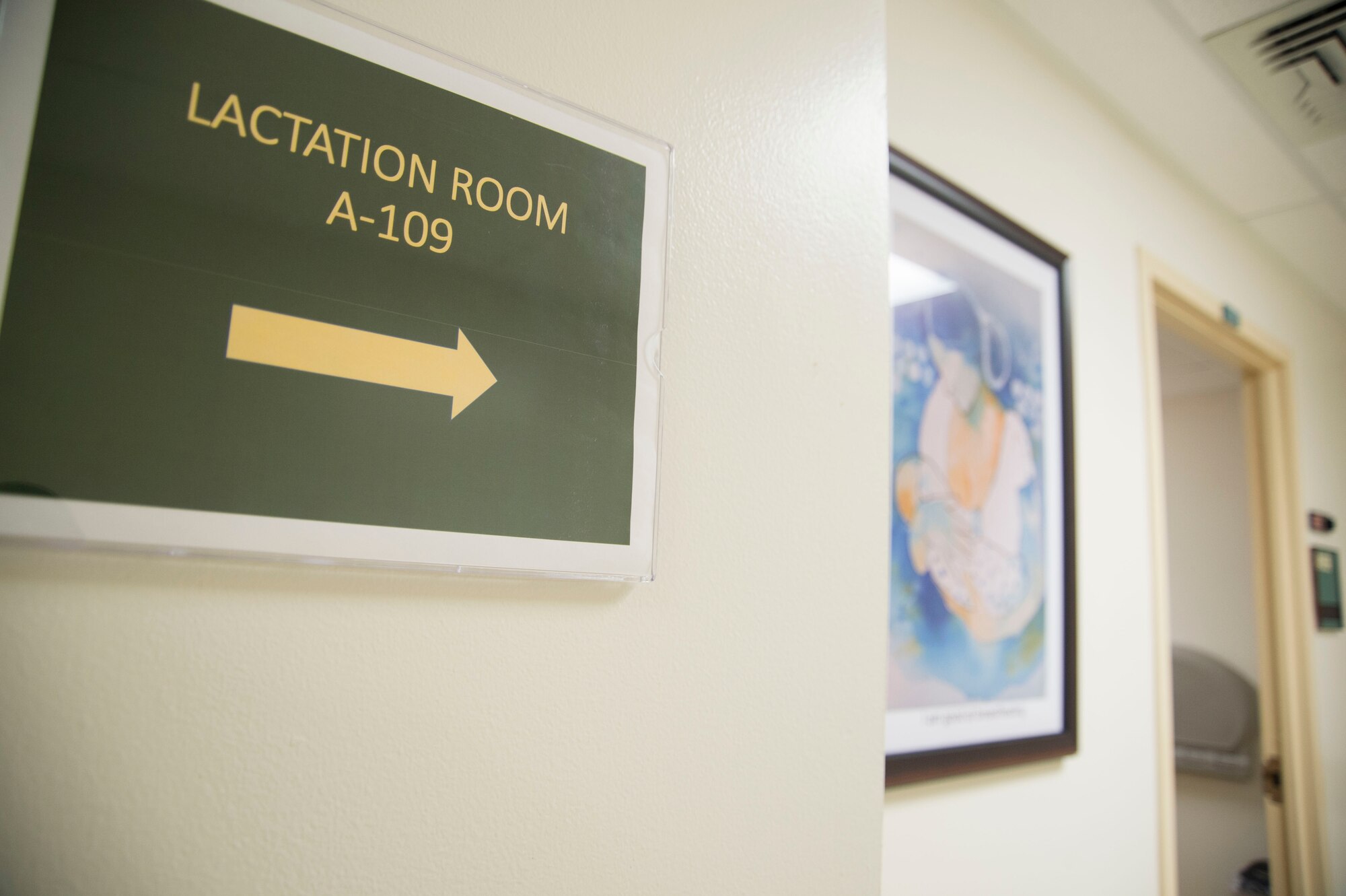 The 15th Medical Group unveiled their new lactation room at the Hickam Clinic, Joint Base Pearl Harbor-Hickam, Hawaii, Feb. 1, 2019. The lactation room gives women an opportunity to pump or feed their children in a comfortable environment. (U.S. Air Force photo by Tech. Sgt. Heather Redman)