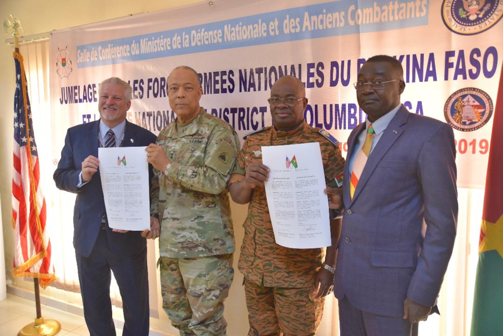 The District of Columbia National Guard and the National Armed Forces of Burkina Faso signed a partnership agreement on Friday, February 1, 2019 in Ouagadougou, Burkina Faso, formalizing D.C. and the West African nation as the newest partners in the Department of Defense’s State Partnership Program.
