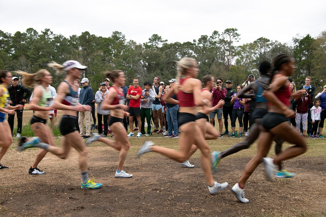 Spectators watch, cheer for and photograph runners.