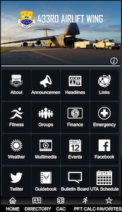 Screenshot of AF Connect app, 433rd Airlift Wing page.