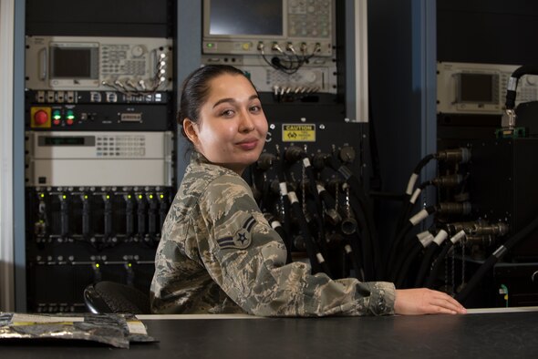 Airman 1st Class Vera Schwenk, an avionics technician assigned to the 509th Maintenance Squadron, poses for a portraitjoined the Air Force in 2017 after immigrating from Kyrgyzstan when she was 16-years-old.