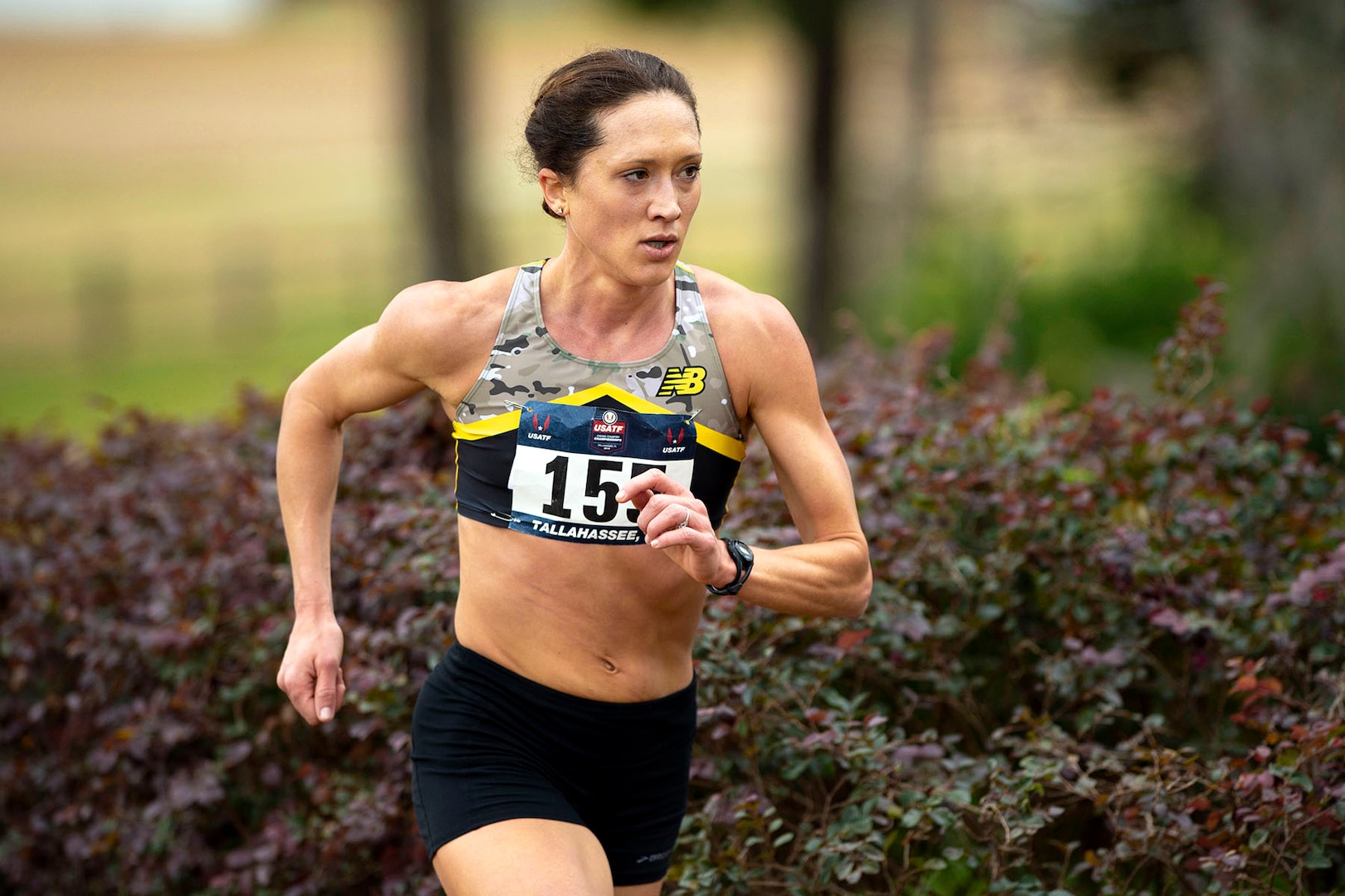 Army Maj. Kelly Calway competes in the 2019 Armed Forces Cross Country Championship and concurrently the 2019 USA Track and Field Cross Country Championship.