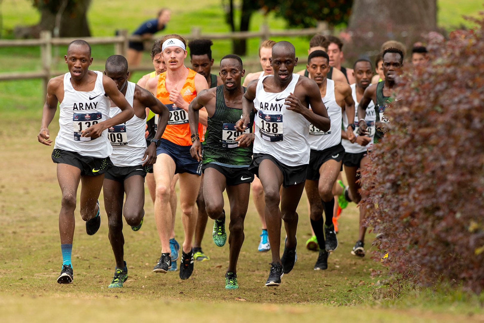 Army runners compete with their peers as the top cross country runners in the nation during the 2019 Armed Forces Cross Country Championship which ran concurrently with the 2019 USA Track and Field Cross Country Championship .
