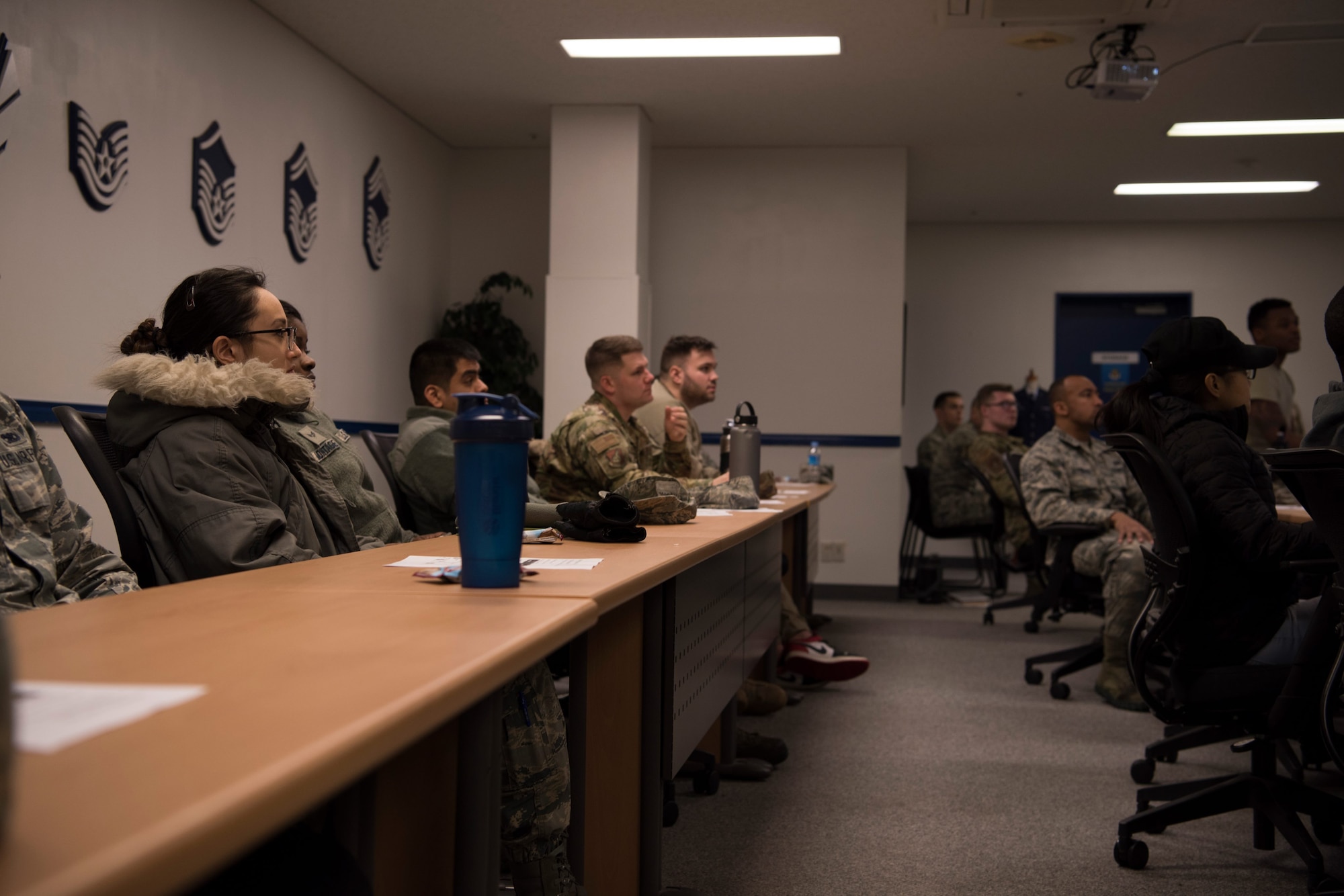 Airmen listening during a WWU class