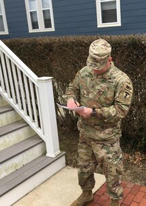 Members of the Rhode Island National Guard go door to door to inform and assist the community after a gas line issue left 7,000 homes in Newport and Middletown without heat on Thursday, January 24, 2019.  The Rhode Island National Guard was part of a multi-agency response to the incident after the Governor declared a state of emergency.  The RING went door to door to check on the health and welfare of the affected communities and keep them up to date as the repairs to the system progressed.  (U.S. Army National Guard photo by Capt. Mark Incze)
