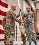 Command Sgts. Maj. James "Dusty" Jones, Phillip Cantrell, and James Allen took part in change of responsibility ceremonies held Feb. 2, 2019 at the WVNG Joint Forces Headquarters in Charleston.