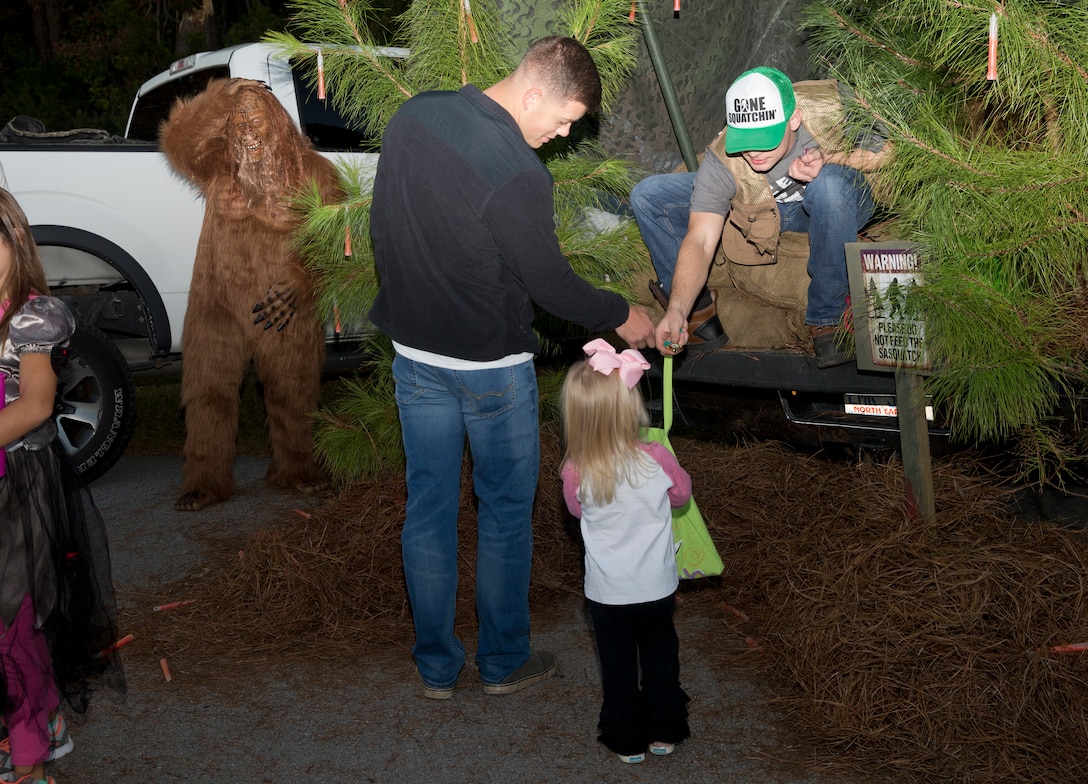 Marines display their decorated trunks during Marine Corps Community Services’ annual Trunk or Treat at Marine Corps Air Station Cherry Point, North Carolina, Oct. 30, 2018. Nearly 100 vehicles were decked out with their spookiest designs displayed to terrify patrons while the car owners handed out candy to the tinier trick-or-treaters of the families. Activities available for families also included touch-the-truck displays, ring toss, a potato sack race, bowling, high striker strength tester, and a Halloween-themed movie. (U.S. Marine Corps photo by Cpl. Micha Pierce)