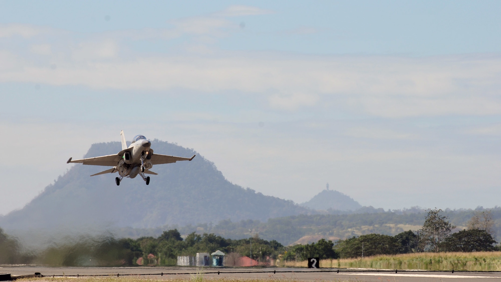 A Philippine Air Force FA-50 takes off during the Bilateral Air Contingent Exchange-Philippines (BACE-P) at Cesar Basa Air Base, Philippines, Jan. 22, 2019.