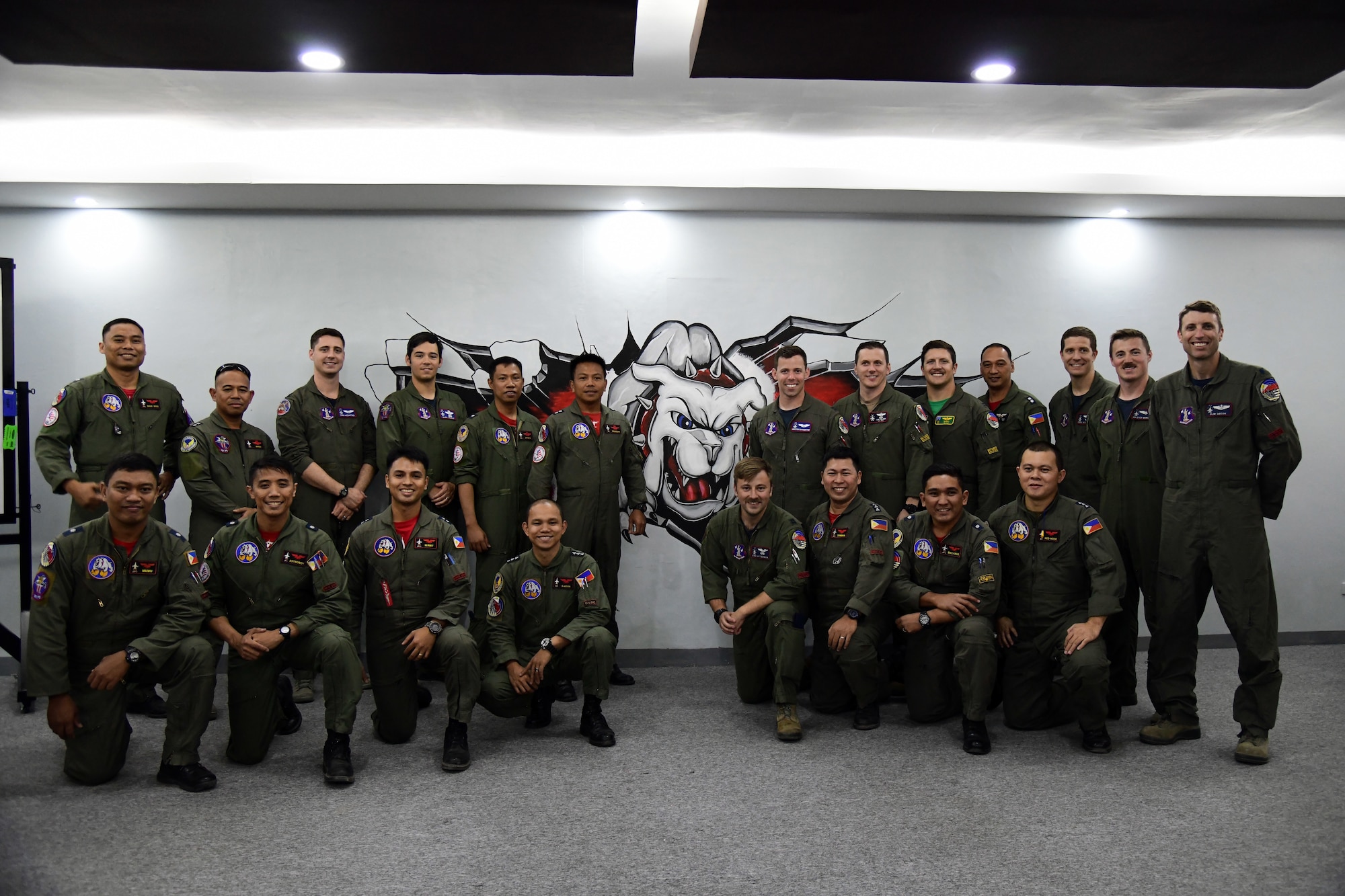 U.S. Air Force F-16 Fighting Falcon pilots pose alongside Philippine Air Force FA-50 pilots during the Bilateral Air Contingent Exchange-Philippines (BACE-P) at Cesar Basa Air Base, Philippines, Feb. 1, 2019.