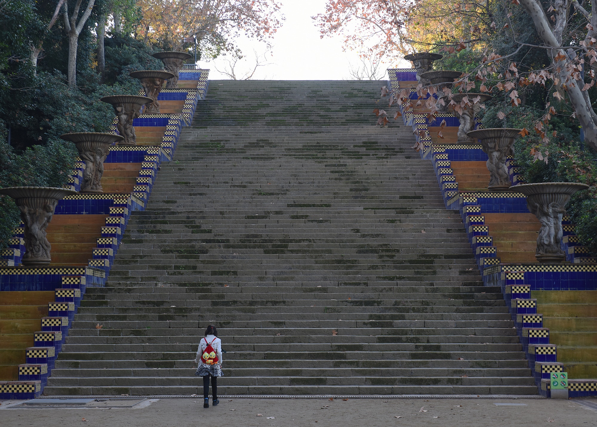 A man dances at the end of his band’s final song of the day in Parc Güell, Barcelona, Spain, Dec. 31, 2018. Band members said this location in the park is one where they get the best audiences for performances. (U.S. Air Force photo by Airman 1st Class Madeline Herzog)