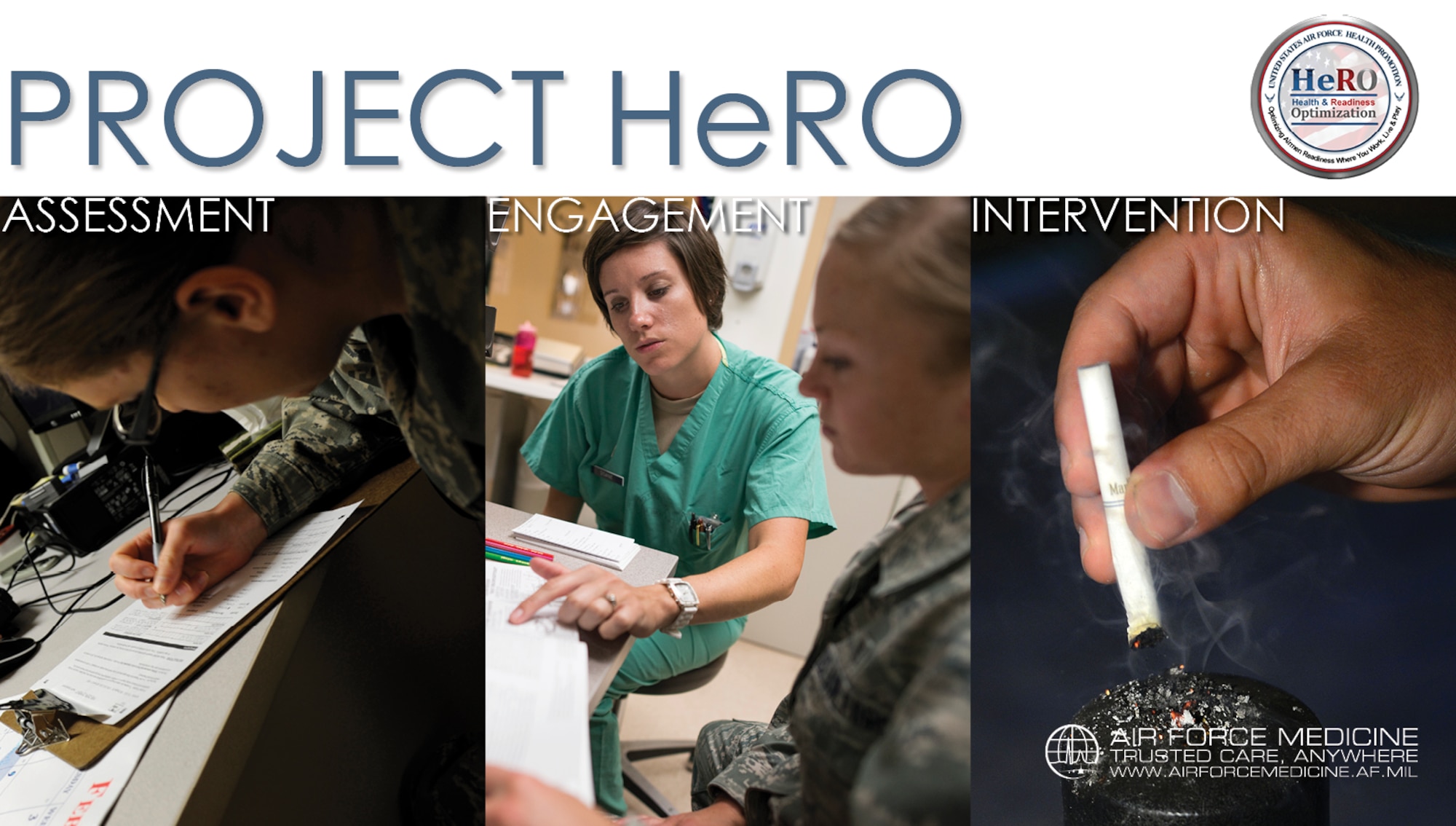 The Air Force Health and Readiness Optimization program, HeRO, uses data to help Health Promotion teams connect with squadron leaders at their base to encourage healthy behaviors. Bad health habits lead to work-days lost due to preventable illness or injury, as well as impaired performance, which all affect mission readiness. (U.S. Air Force graphic by Josh Mahler)
