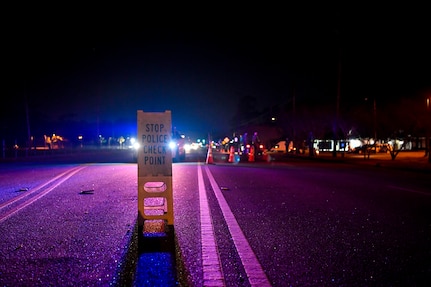 Members of the 628th Security Forces Squadron set up a DUI checkpoint Feb. 3, 2019, at Joint Base Charleston, S.C.