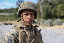 Cpl. Gregory L. Simmons is a bulk fuel specialist with 2nd Platoon, Bulk Fuel Company, 9th Engineer Support Battalion, 3rd Marine Logistics Group. Marines with 2nd Plt., Bulk Fuel Co., 9th ESB, 3rd MLG, assembled fuel sites across Central Training Area to enhance their training and readiness within a harsh environment on Jan. 28, 2019 at Camp Hansen, Okinawa, Japan. The bulk fuel specialists set up and maintained their bulk fuel equipment during a week-long training evolution. Simmons is a native of Spring Hill, Kansas. (U.S. Marine Corps photo by Lance Cpl. Armando Elizalde)