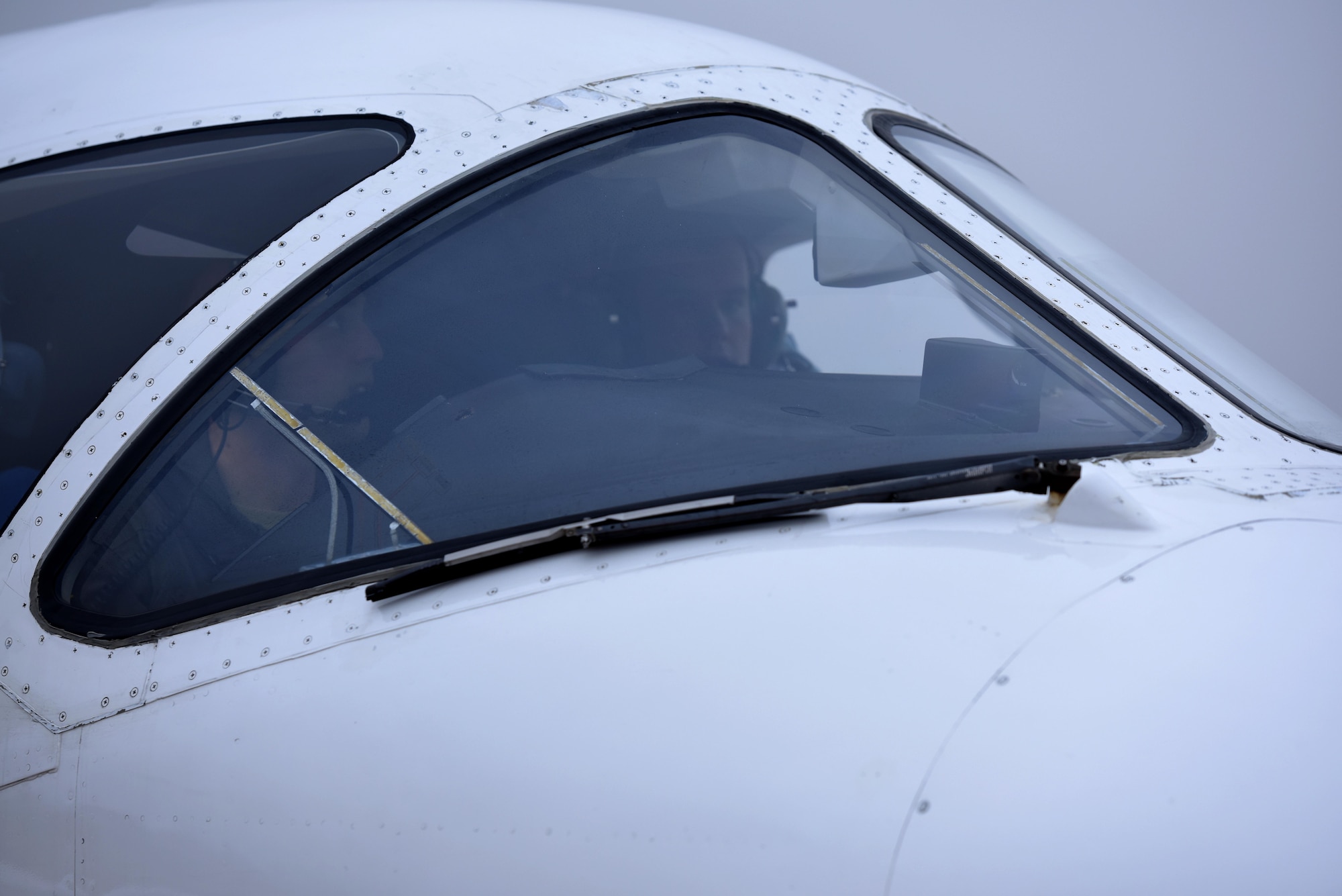 An instructor pilot (IP) and student pilot from the 48th Flying Training Squadron go over pre-flight procedures in a T-1A Jayhawk Feb. 5, 2019, on Columbus Air Force Base, Mississippi. IPs instill discipline in student pilots when it comes to completing all pre-flight requirements to prevent dangerous errors while flying. (U.S. Air Force photo by Senior Airman Beaux Hebert)