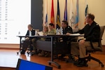 Senior naval officers sit as board members of a mock officer promotion board at the Medical Education and Training Campus (METC). The board was comprised of officers from the Navy Nurse Corps, Dental Corps and Medical Service Corps, including Rear Adm. Tina Davidson, Navy Nurse Corps director.