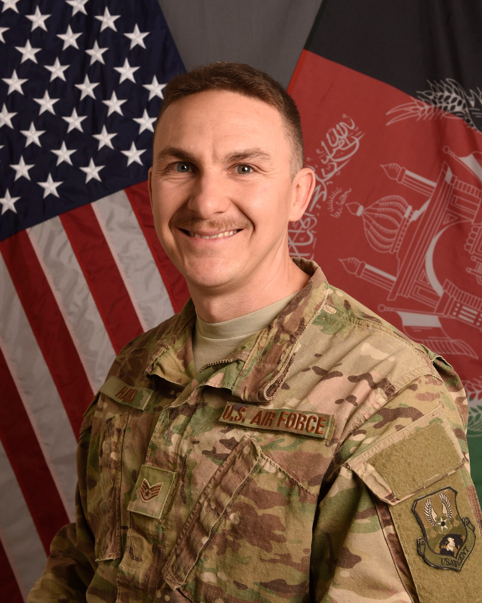 U.S. Air Force Staff Sgt. Tony Hanks, assigned to the 455th Air Expeditionary Wing, is pictured in an official photo from his deployment to Afghanistan, October 11, 2018. Hanks, a religious affairs specialist was deployed to both Bagram Air Base and Hamid Karzai International Airport in Kabul during his time in Afghanistan. (U.S. Air Force photo by Tech. Sgt. Eugene Crist)