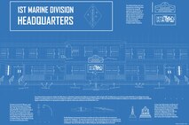 The graphic, designed using Adobe Illustrator, depicts the 1st Marine Division Headquarters Building on Marine Corps Base Camp Pendleton, Calif., June 1, 2018.