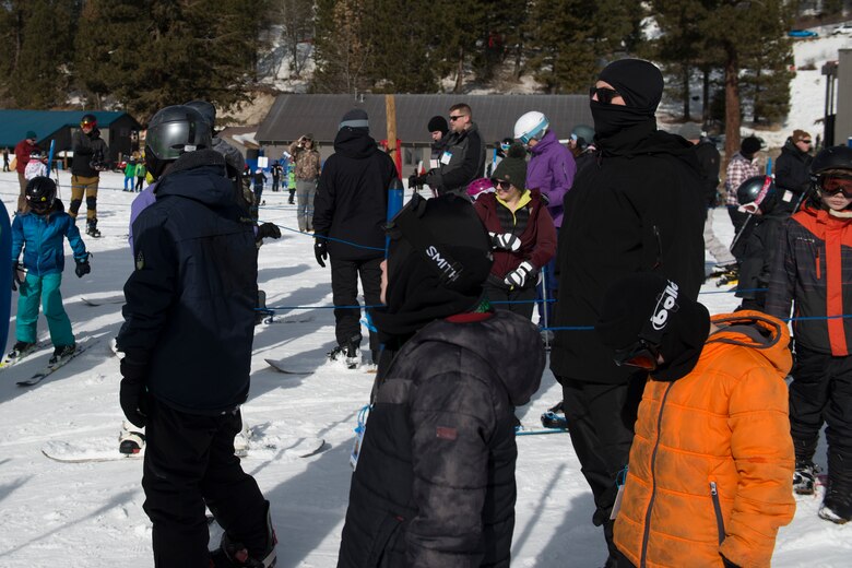 Members from the 366th Fighter Wing participate in Wing Ski Day, Feb. 1, 2019, at Boise National Forest, Idaho. The 366th FW celebrated to boost morale among mission focused Airmen. (U.S. Air Force photo by Airman 1st Class JaNae Capuno)