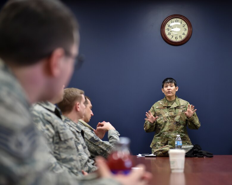 Chief Master Sgt. Imelda B. Johnson, the 22nd Air Force Command Chief Master Sergeant, visited Youngstown Air Reserve Station, February 9th, 2019. During her stay, Johnson met with more than 35 Air Force Reserve non-commissioned officers.
	During the meet-and-greet, Johnson opened the floor to the Airmen so they may voice their questions, concerns and experiences within the current Air Force Reserve structure. A myriad topics were discussed: the optimization of training, commissioning opportunities, Airmen retention, ramifications of a possible government shutdown and benefits concerning retirement and higher education. Johnson said that the purpose of the event was to pass on knowledge and to get people to start thinking outside the box and sharing their expertise.