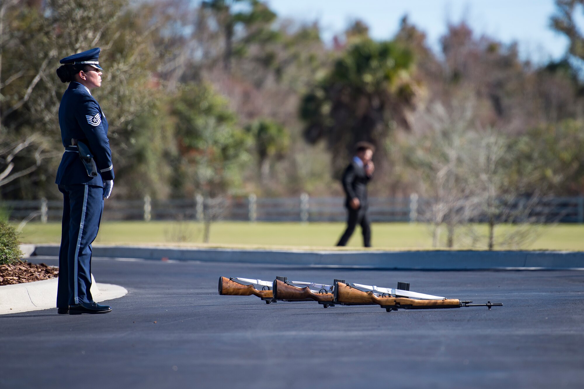 Tuskegee Airman, Edwin Cowan, was properly laid to rest alongside his wife for his service during World War II, Feb. 7, 2019, at Cape Canaveral National Cemetery, Fla.