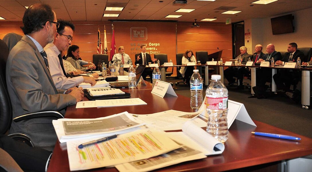 Representatives with seven Southern California counties, as well as the National Association of Flood and Stormwater Management Agencies meet with U.S. Army Corps of Engineers Los Angeles District representatives for the Seven County Flood Control Directors meeting Jan. 31 at the Corps' LA District headquarters in downtown LA.