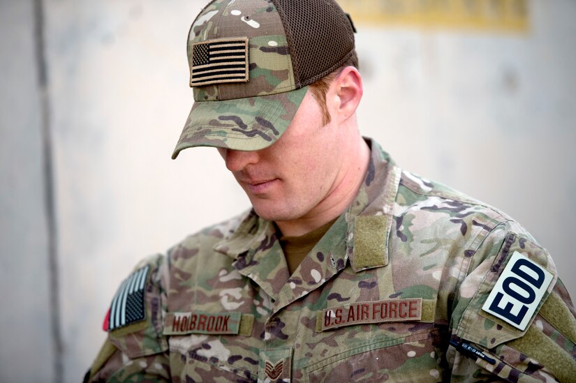 Staff Sgt. Joshua Holbrook, an explosive ordnance disposal technician assigned to the 753rd Ordnance Company displays the capability to use robots for reconnaissance Feb. 3, 2019.