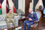 Air Force Gen. Joseph Lengyel, chief, National Guard Bureau, meets with Maj. Gen. Yousef Al-Hnaity, commander, Royal Jordanian Air Force, during a visit to the Hashemite Kingdom of Jordan, Feb. 7, 2019.