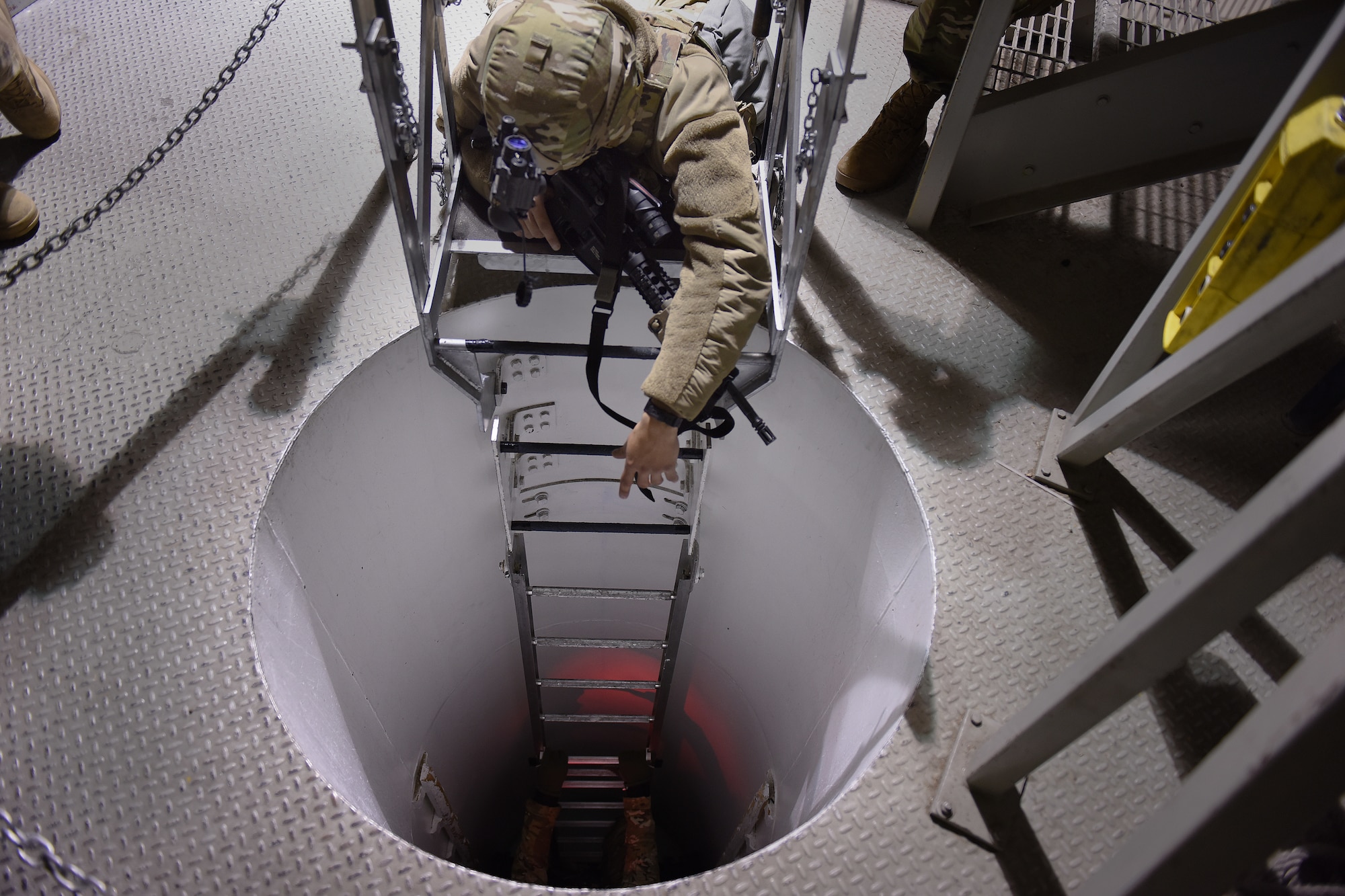 An Airman with the 841st Missile Security Forces Squadron participates in a recapture and recover exercise in a T-41 trainer Jan. 30, 2019, at Malmstrom Air Force Base, Mont.
