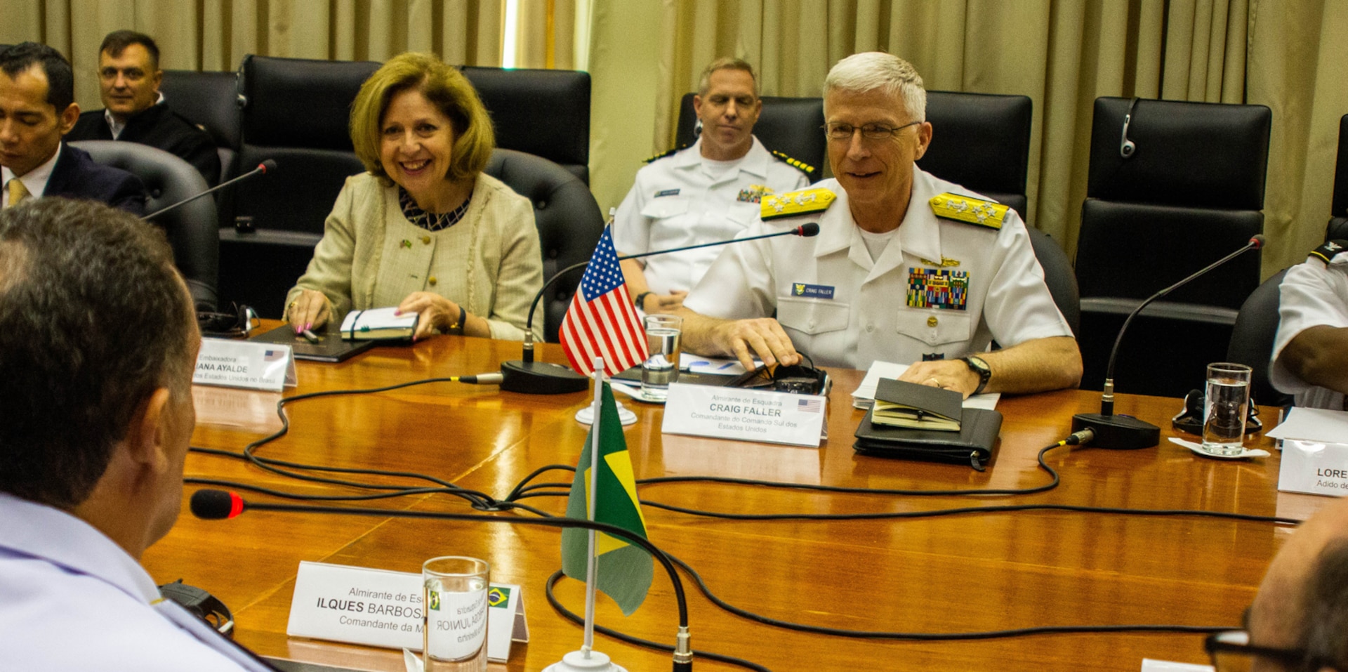 he commander of U.S. Southern Command, Navy Adm. Craig Faller, meets with Brazil's Chief of the Navy, Admiral Ilques Barbosa Júnior, in Brazil Feb. 11, 2019.