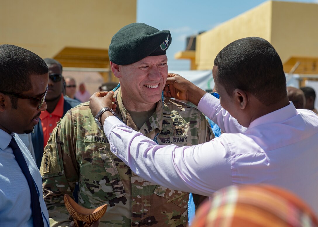 U.S. general celebrates with Djiboutians.